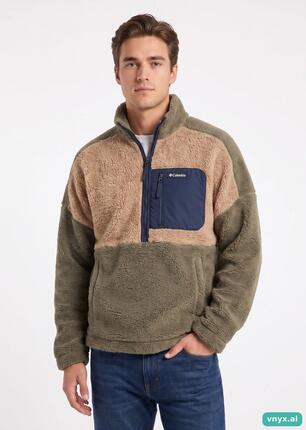 Second Life - Vintage Columbia Sportswear Olive Fleece Pullover Men L