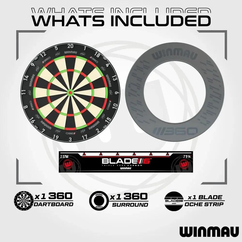 Darts tábla Winmau BLADE 360 falvédővel és két szett nyíllal, dobóvonallal 2/3