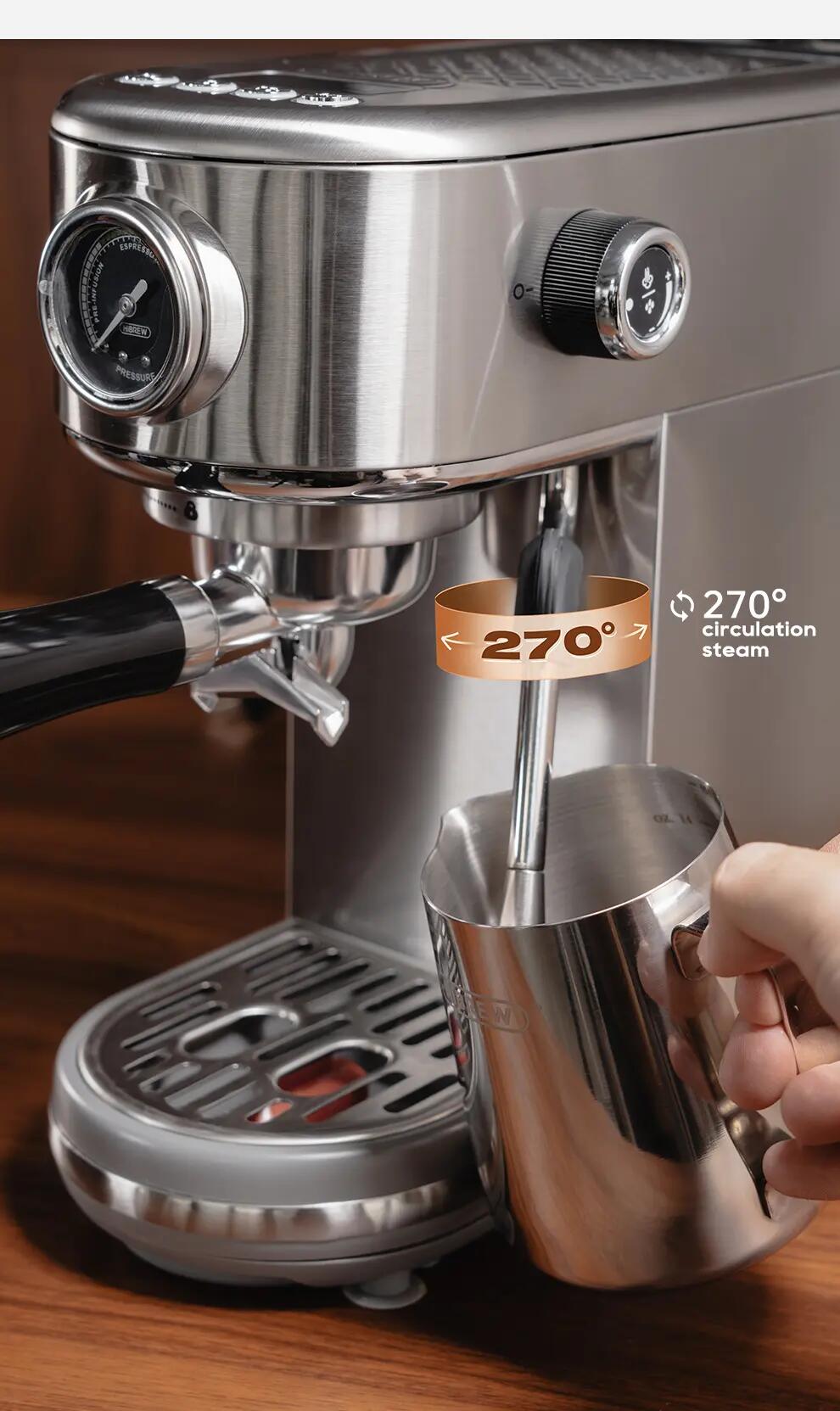 Machine à expresso semi-automatique Hibrew H10B, avec mousseur à lait, 20 bars 9/15