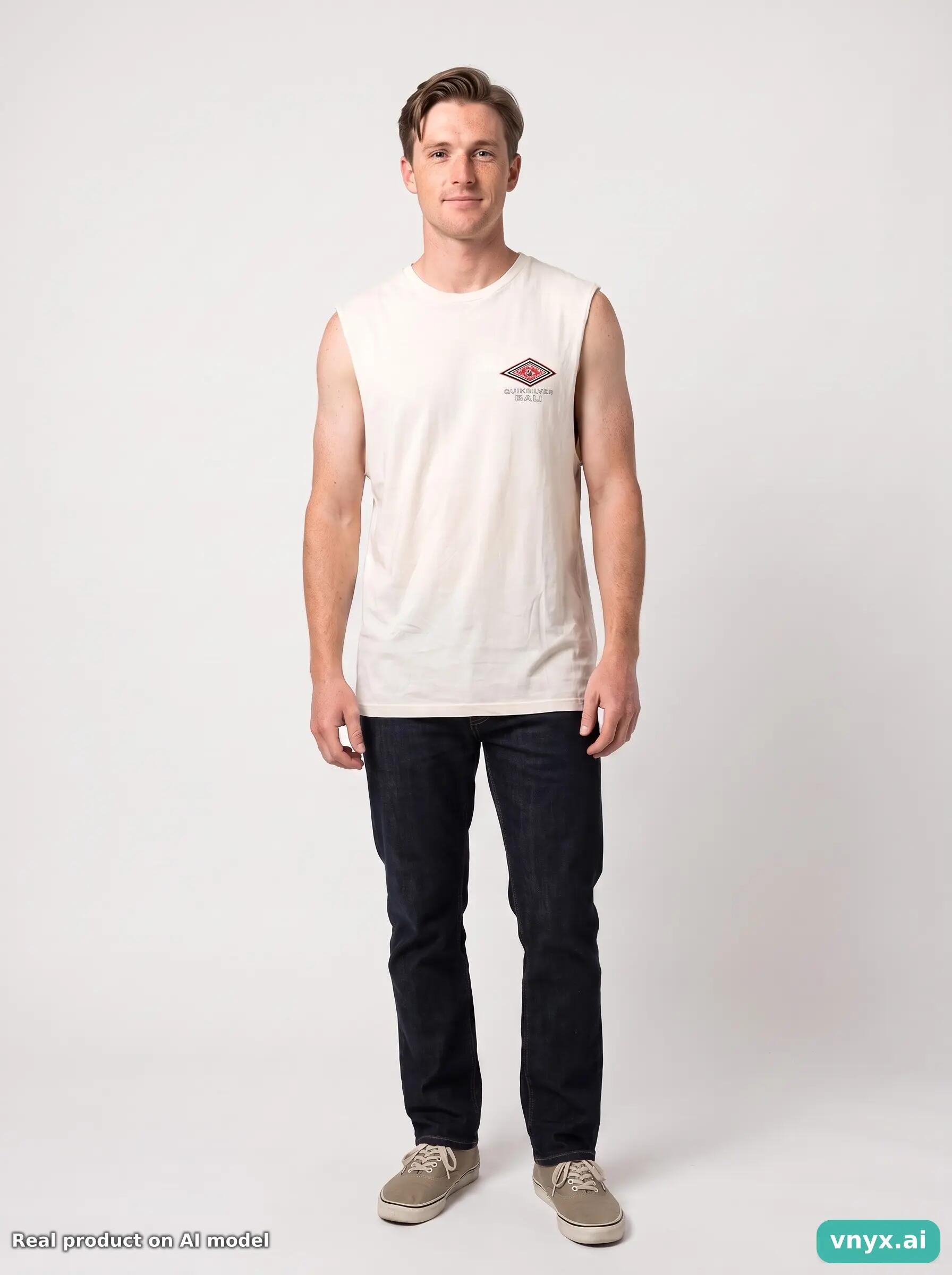 Second Life - Vintage Quiksilver Warm Beige Tank Top Men M 6/6