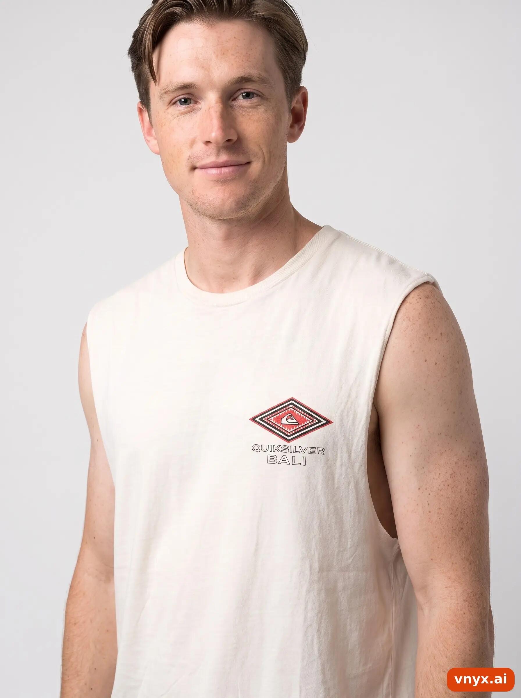 Second Life - Vintage Quiksilver Warm Beige Tank Top Men M 5/6