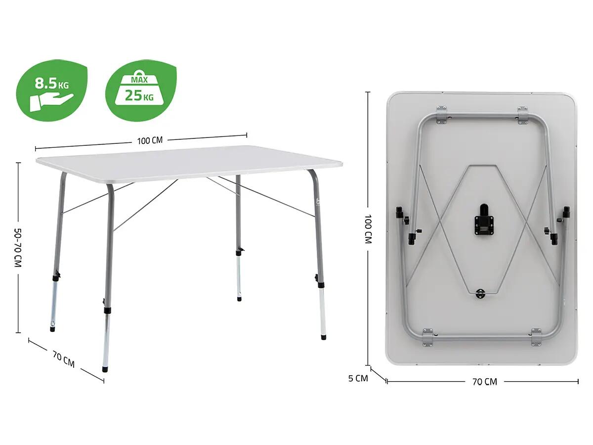 Campingtisch - Höhenverstellbar - 100x70 cm 9/9