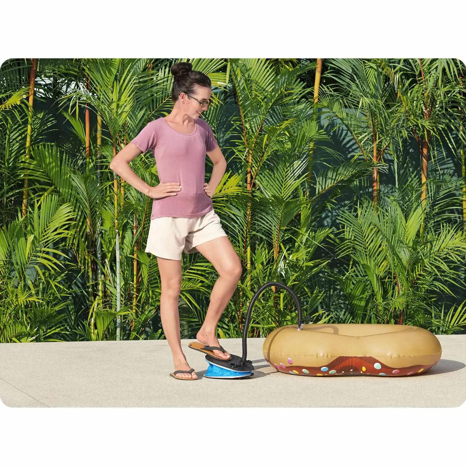 Pompka nożna Bestway do materaca pontonu 1,6L 29x22 cm turystyczna 3 końcówki 4/7