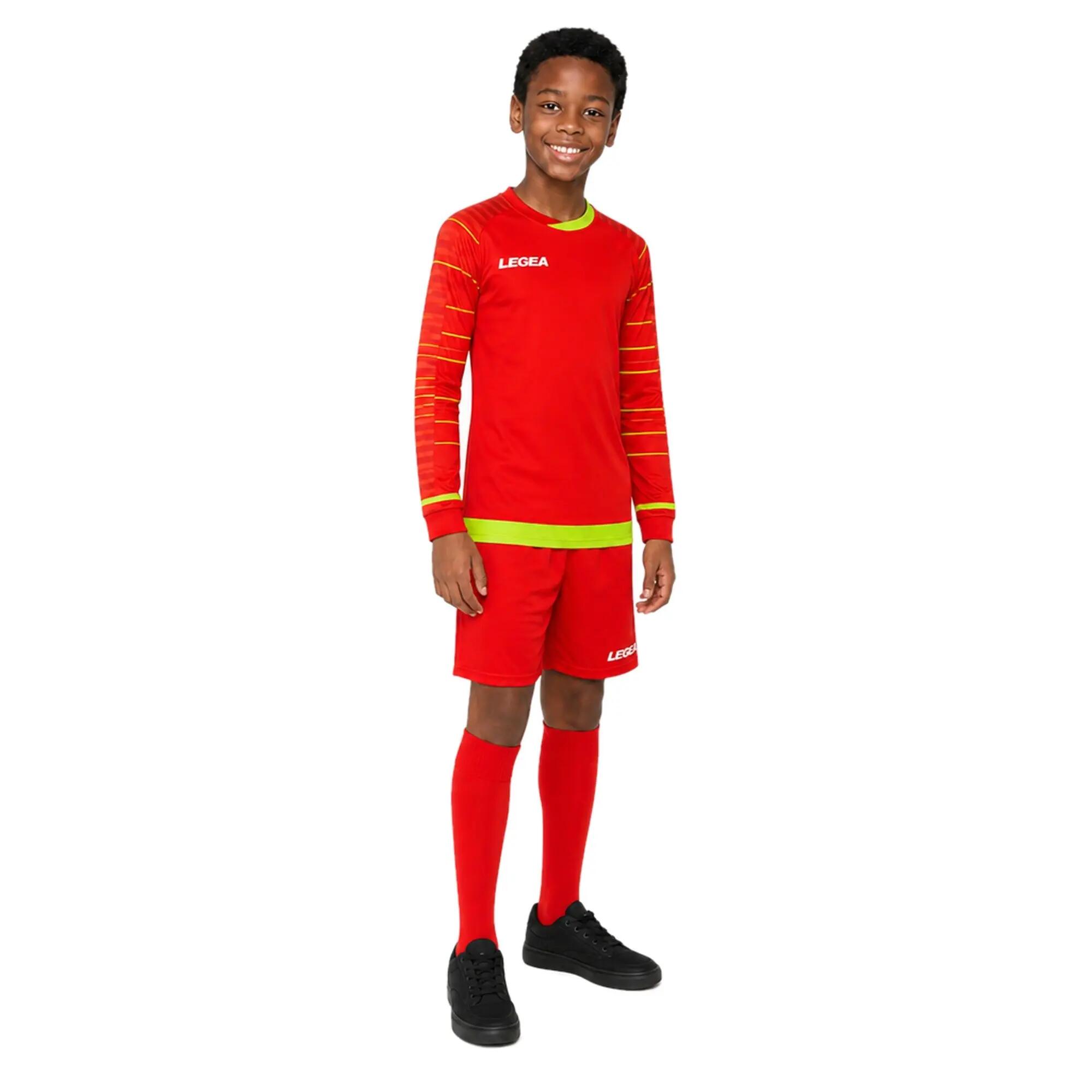 Junior Goalkeeper Kit Reims Red Fluorescent Green 3/6