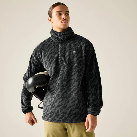 Pull polaire imprimé à demi-zip pour homme