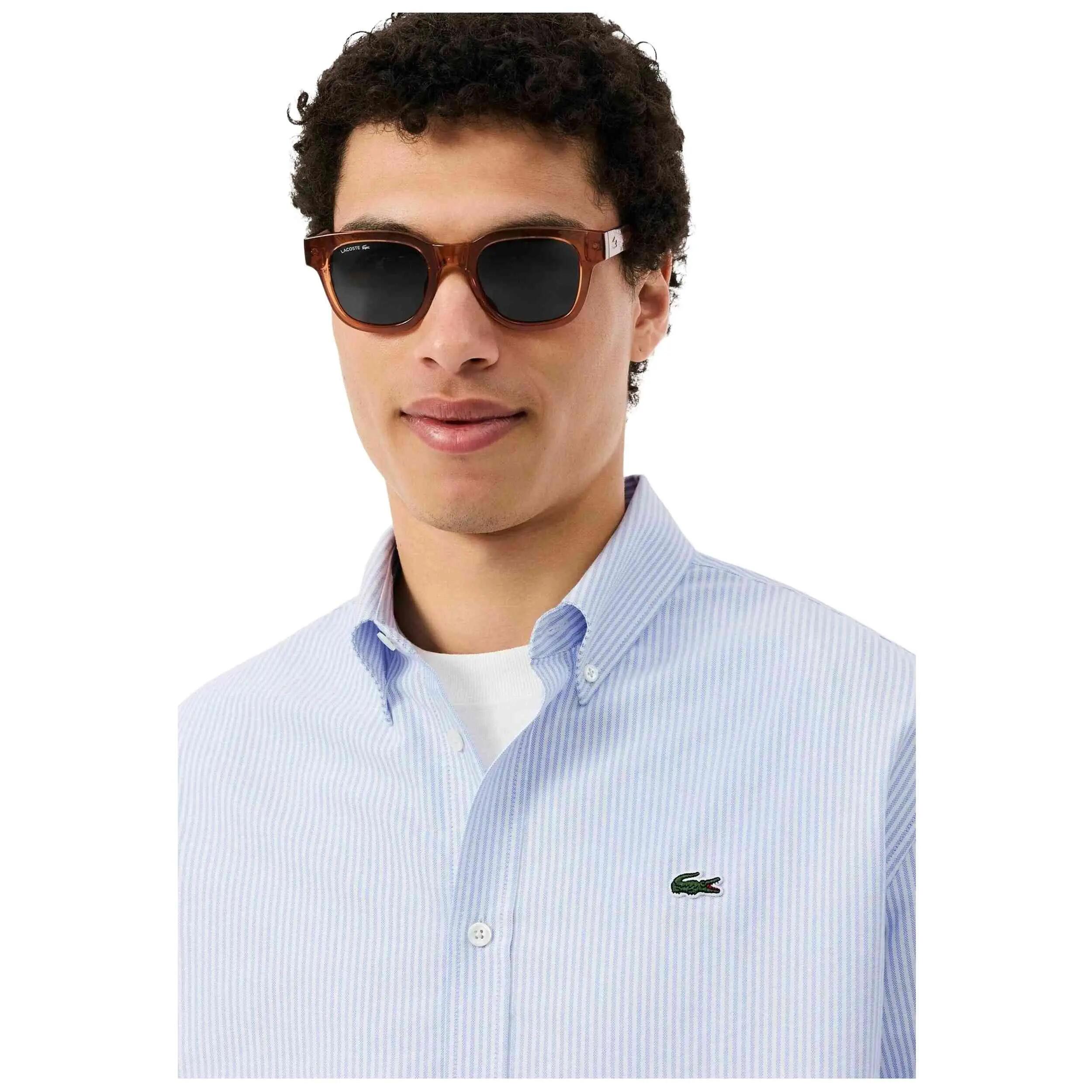 Lacoste - Camisa Oxford de rayas Azul Blanca 4/4