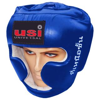 UNIVERSAL 8002 Boxing Headguar, Muay Thai Head Guard, Traditional Style, Extra Padding, Top Grain Hide Leather, Hand Crafted Shock Absorbent Padding, Lace Closure
