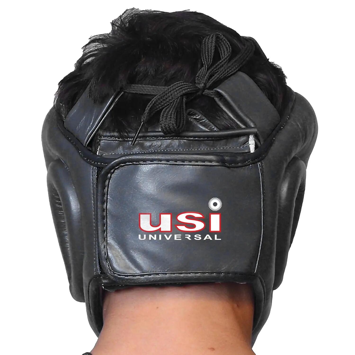 UNIVERSAL 8002 Boxing Headguar, Muay Thai Head Guard, Traditional Style, Extra Padding, Top Grain Hide Leather, Hand Crafted Shock Absorbent Padding, Lace Closure -  4