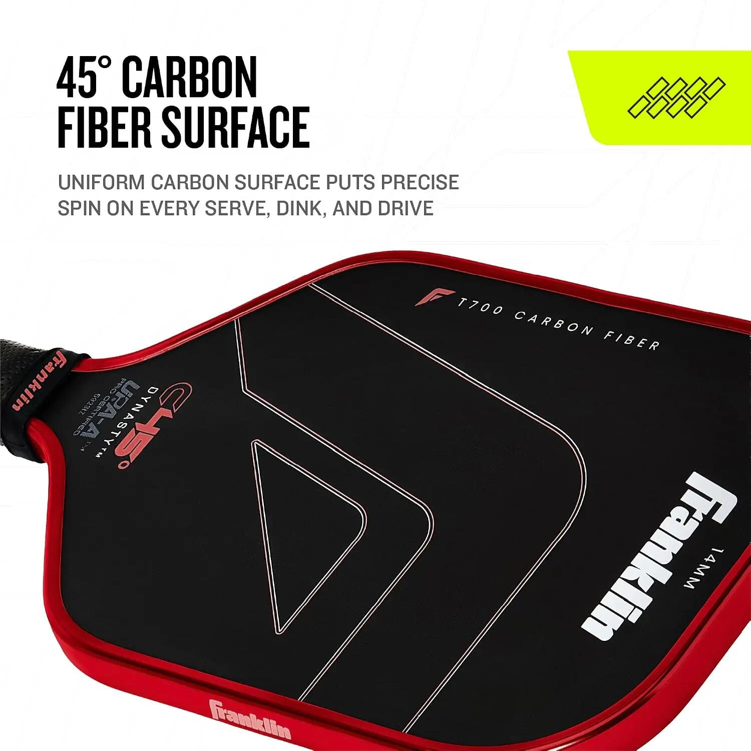 Sports C45 Carbon Fiber Dynasty Pro Pickleball Paddle - 14mm - Red -  5