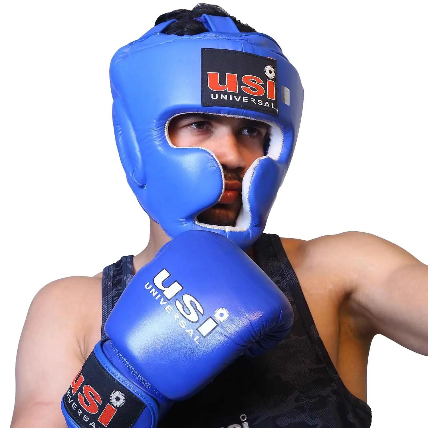UNIVERSAL 8002 Boxing Headguar, Muay Thai Head Guard, Traditional Style, Extra Padding, Top Grain Hide Leather, Hand Crafted Shock Absorbent Padding, Lace Closure -  4