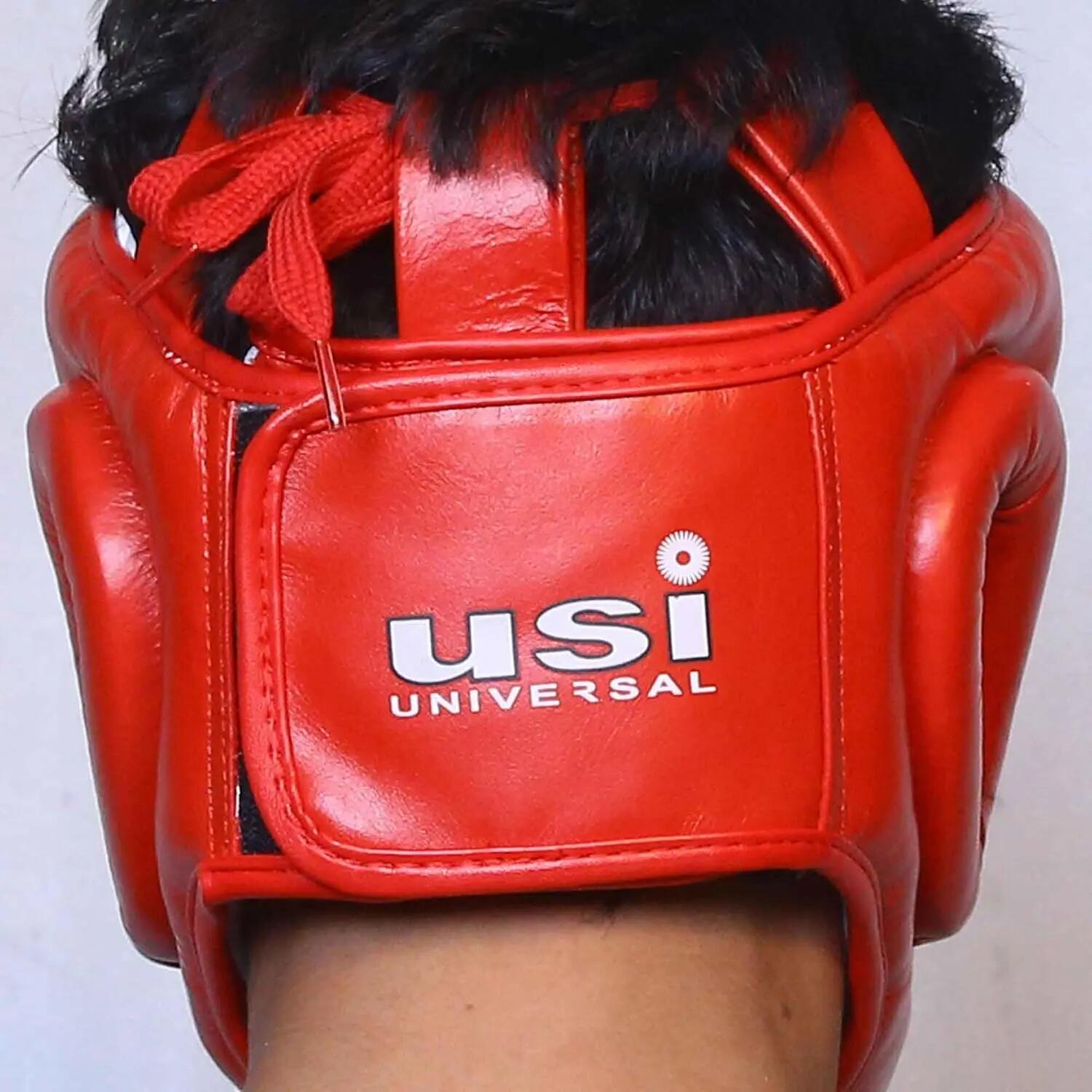 UNIVERSAL 8002 Boxing Headguar, Muay Thai Head Guard, Traditional Style, Extra Padding, Top Grain Hide Leather, Hand Crafted Shock Absorbent Padding, Lace Closure -  3