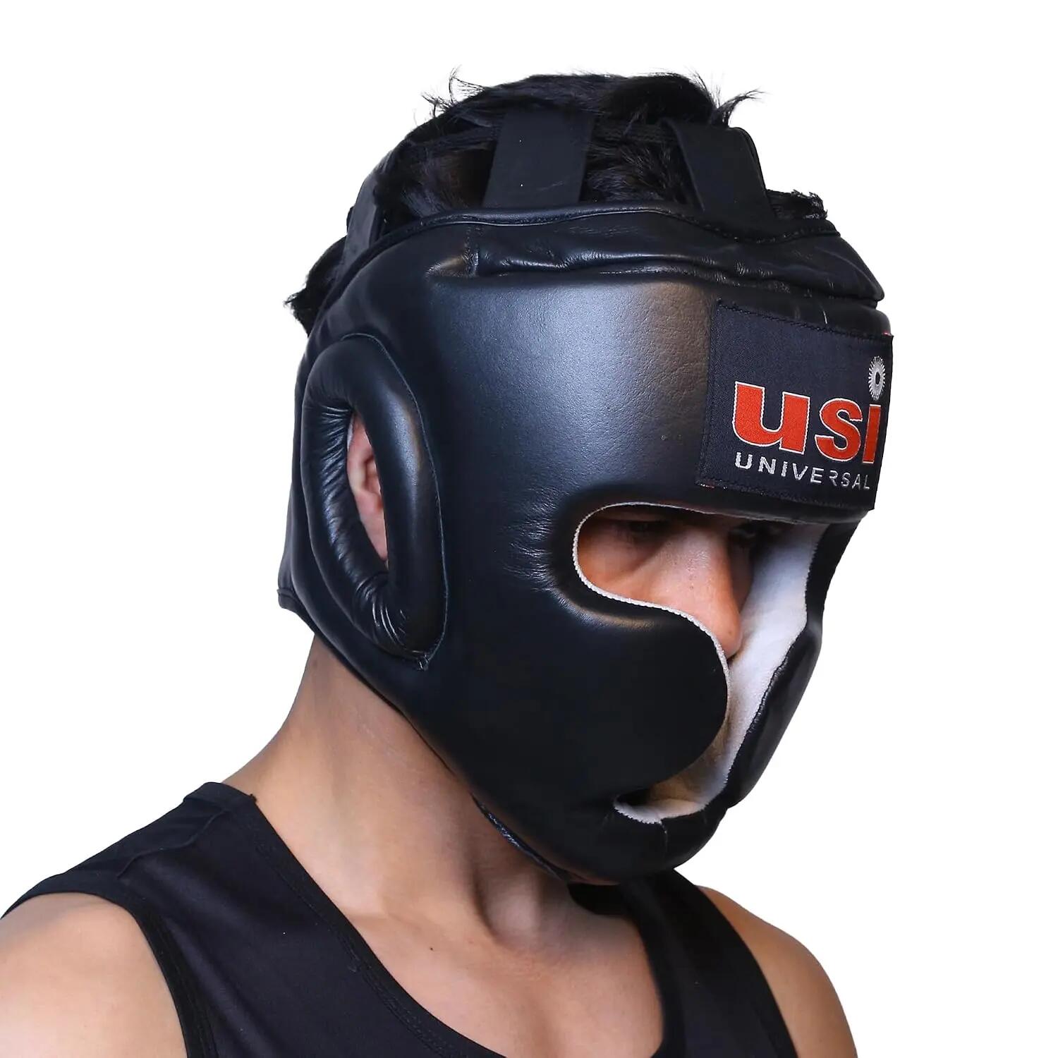 UNIVERSAL 8002 Boxing Headguar, Muay Thai Head Guard, Traditional Style, Extra Padding, Top Grain Hide Leather, Hand Crafted Shock Absorbent Padding, Lace Closure -  3