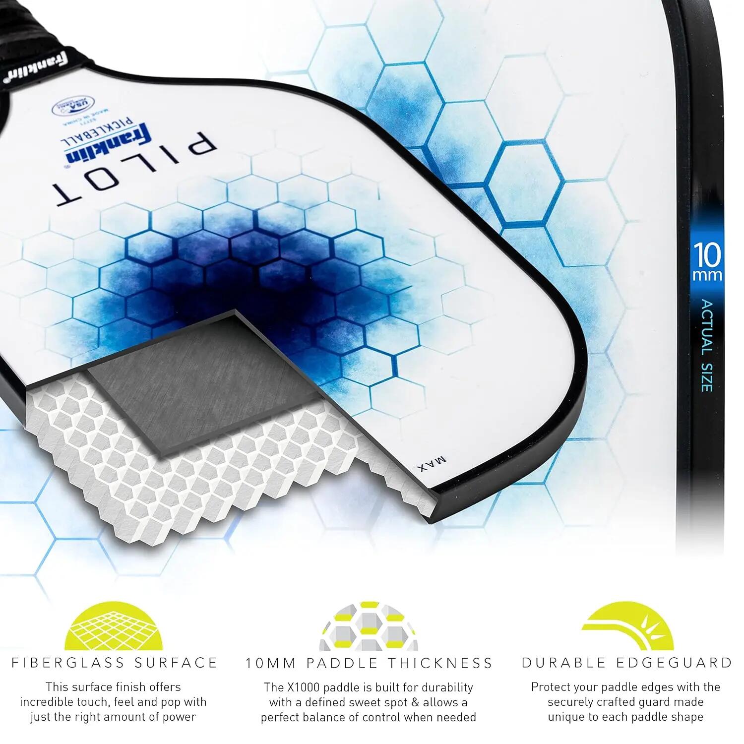 Sports Pickleball Paddle - Pilot - Polypropylene Core - USA Pickleball (USAPA) Approved - Lightweight Pro Racket - Blue -  4