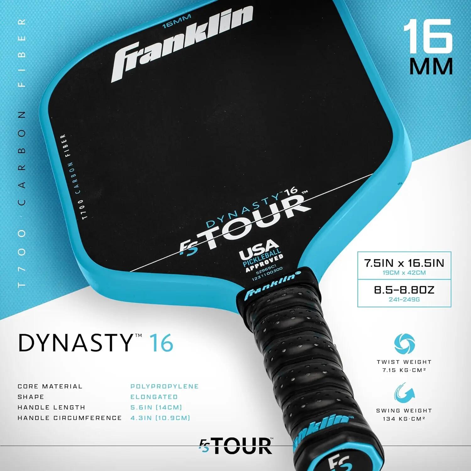 Sports Pro Pickleball Paddles - FS Tour Series Carbon Fiber Paddles - Official USA Pickleball (USAPA) Approved - Dynasty Pro Player - 14mm Polymer Core - Blue -  5