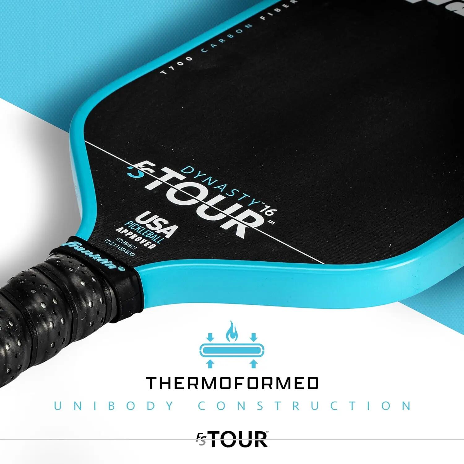Sports Pro Pickleball Paddles - FS Tour Series Carbon Fiber Paddles - Official USA Pickleball (USAPA) Approved - Dynasty Pro Player - 14mm Polymer Core - Blue -  4