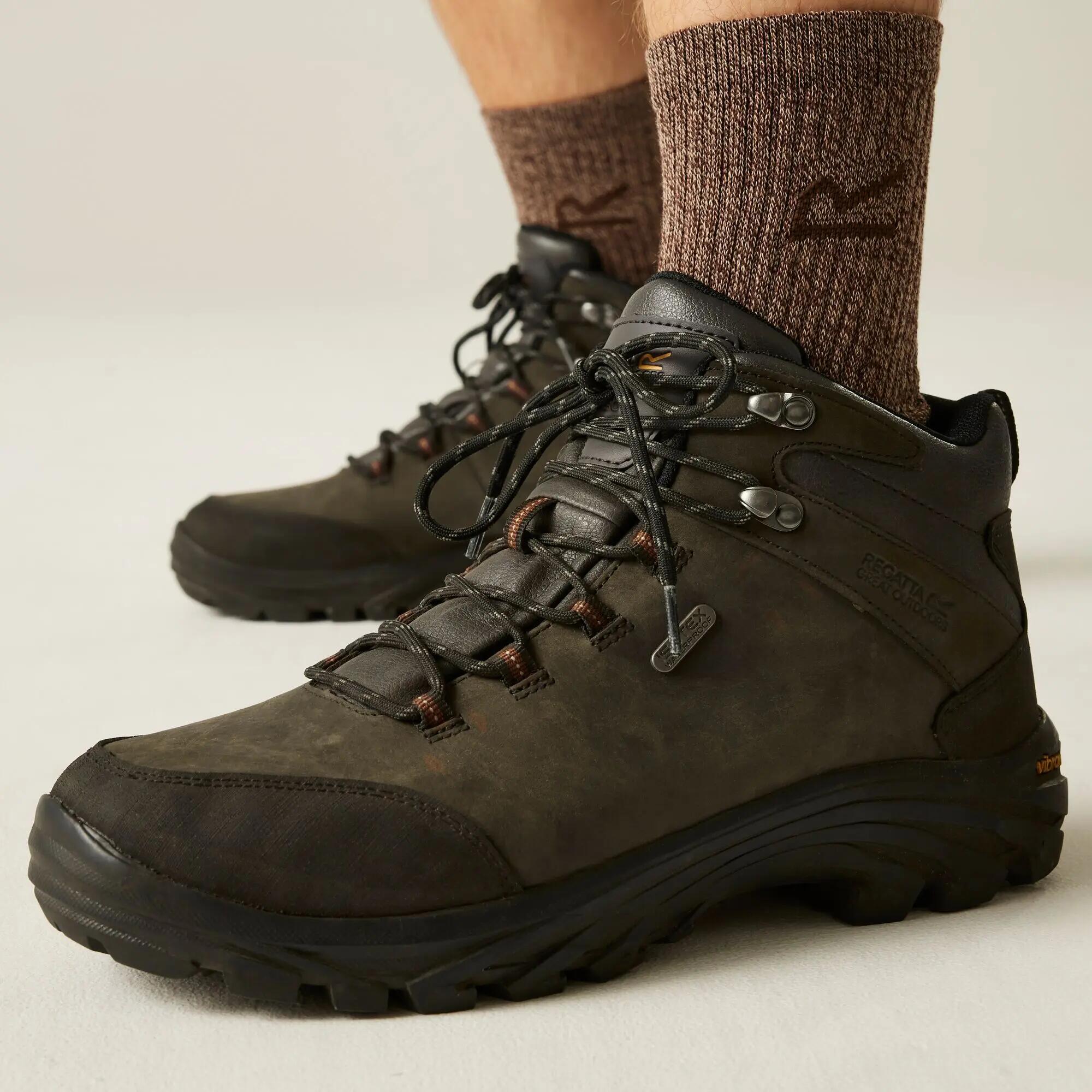 Pánské kožené nepromokavé turistické boty Burrell Vibram 3/9