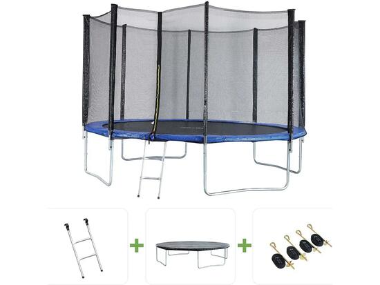 Trampoline Joycy - Ø 4,27 m - Avec Filet + échelle + couverture + kit d'ancrag