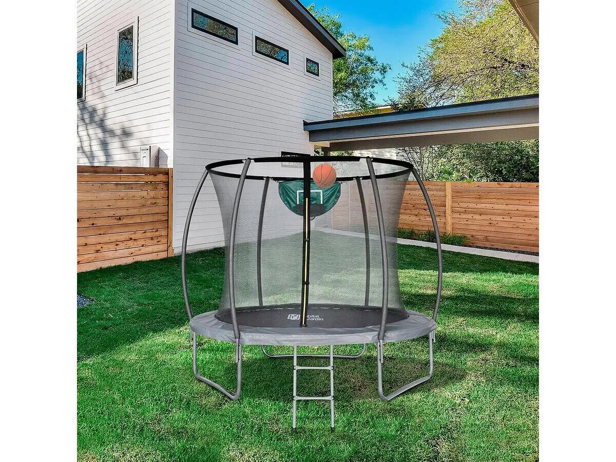 Trampolin mit Innennetz und Basketballkorb "Jumper" Ø 2,44 - Grau 2/5