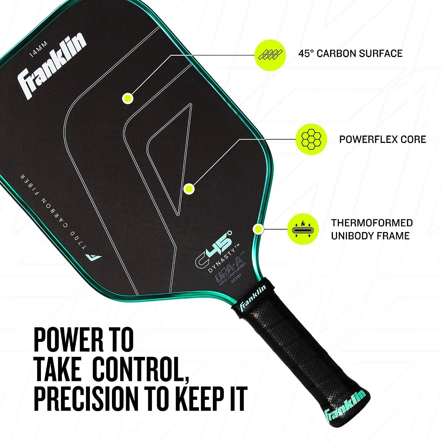 Sports C45 Carbon Fiber Dynasty Pickleball Paddle - 14mm - Mint -  2
