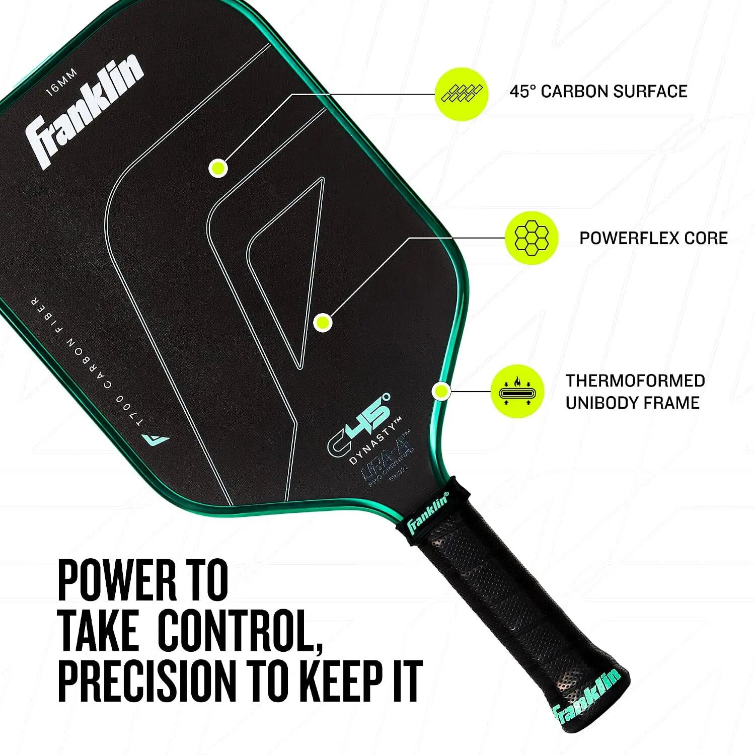 Sports C45 Carbon Fiber Dynasty Pickleball Paddle - 16mm - Mint -  2