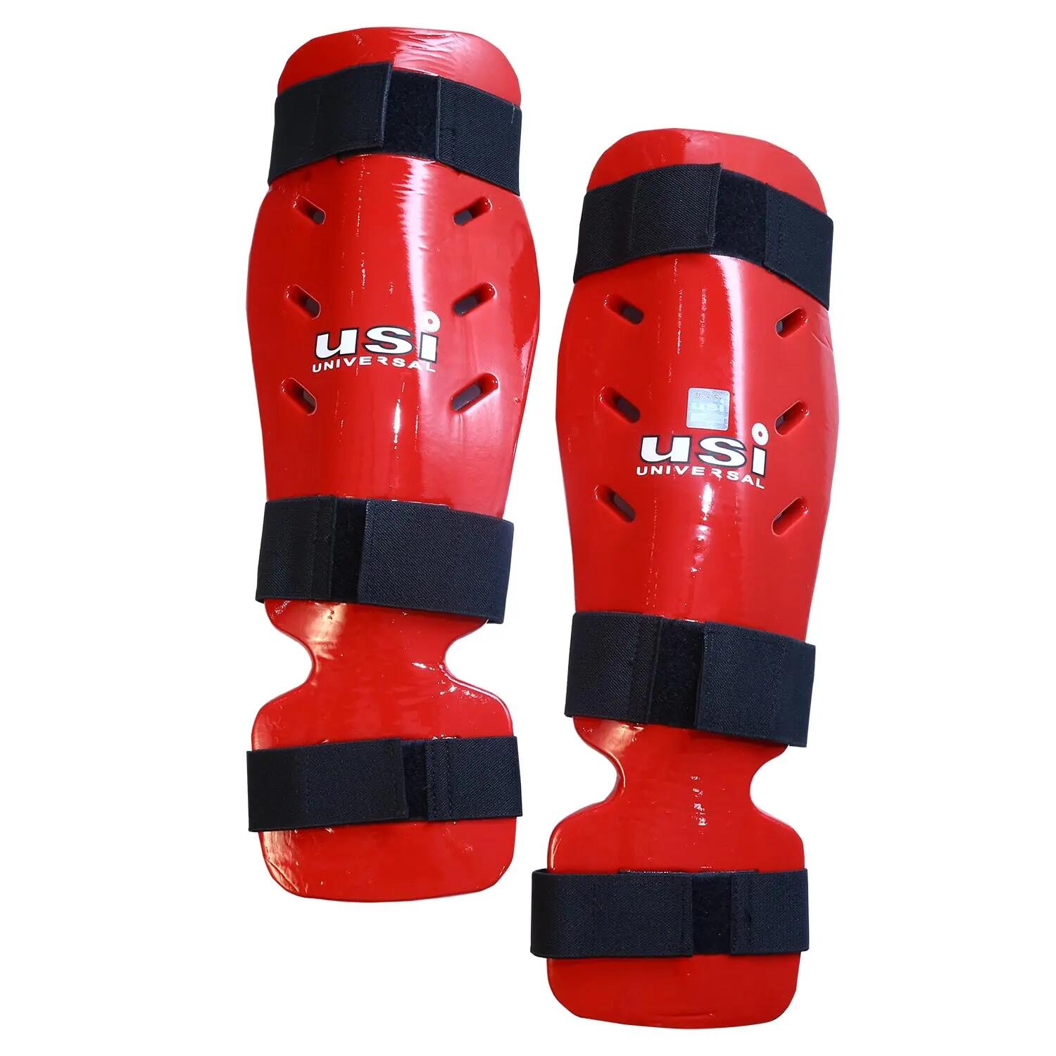 Universal 850D Shin Pads with Instep (Red) Shin Guards for Kickboxing, Muay Thai and Training Pads, Dip Foam Construction, Elastic/Hook & Loop Closure -  1