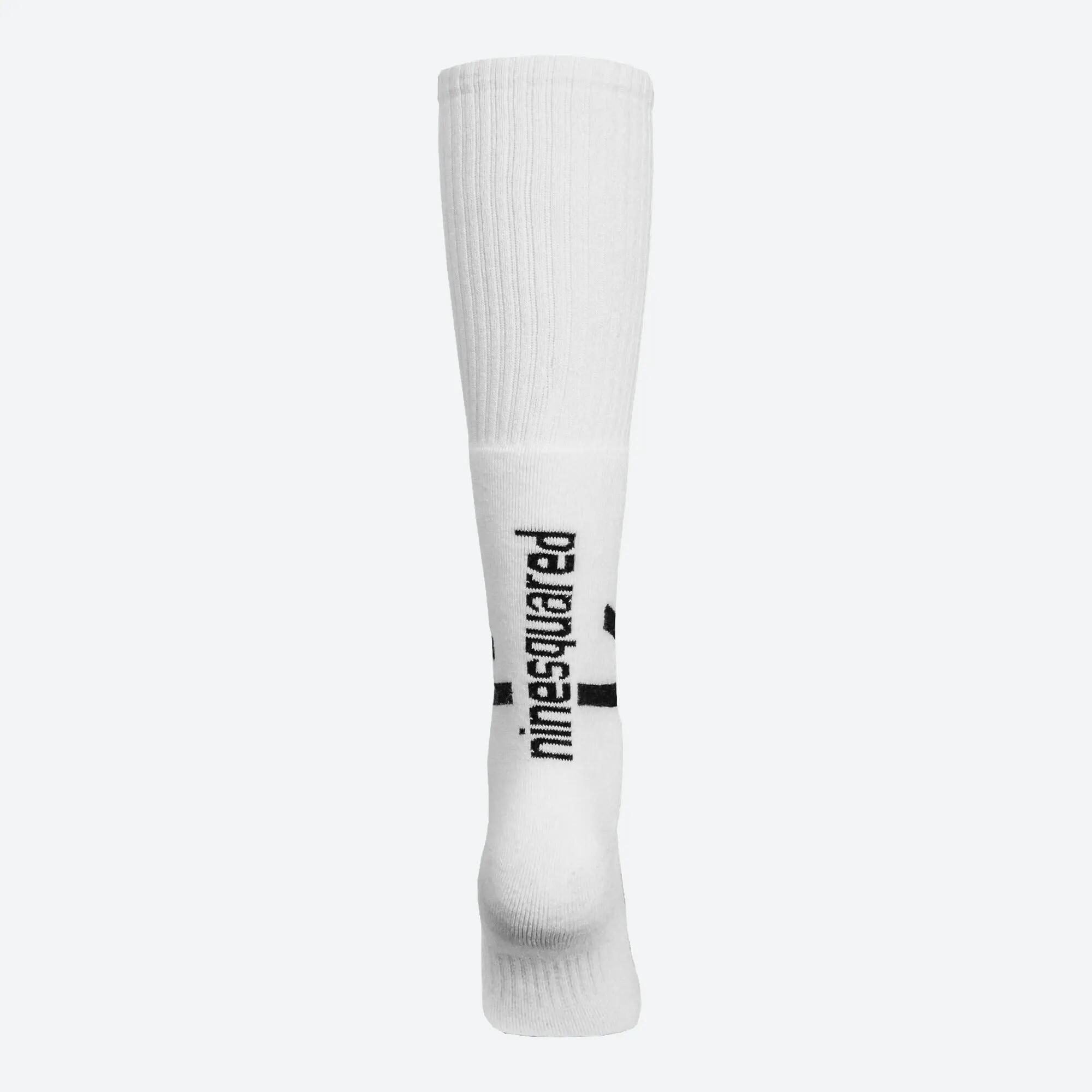 2 paar lange volleybalsokken voor dames en heren JUMP SPIN wit, zwart logo 3/5