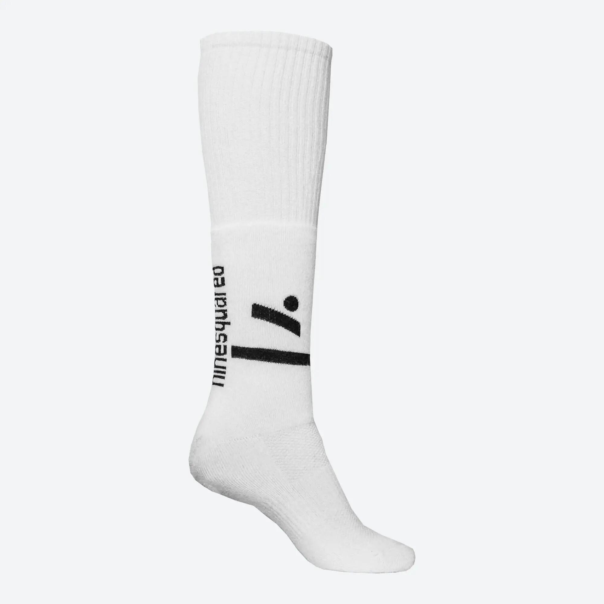 2 paar lange volleybalsokken voor dames en heren JUMP SPIN wit, zwart logo 2/5