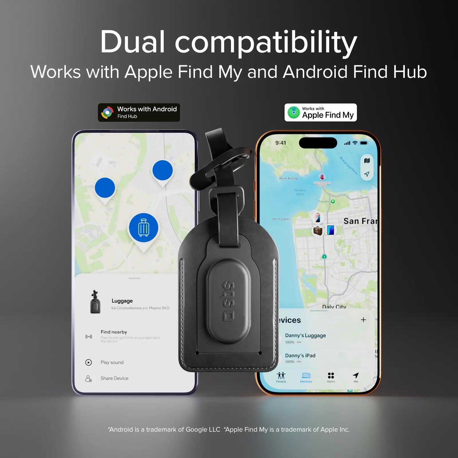 Etichetta valigia Track My Bag con Apple Find My e Google Find Hub 3/7