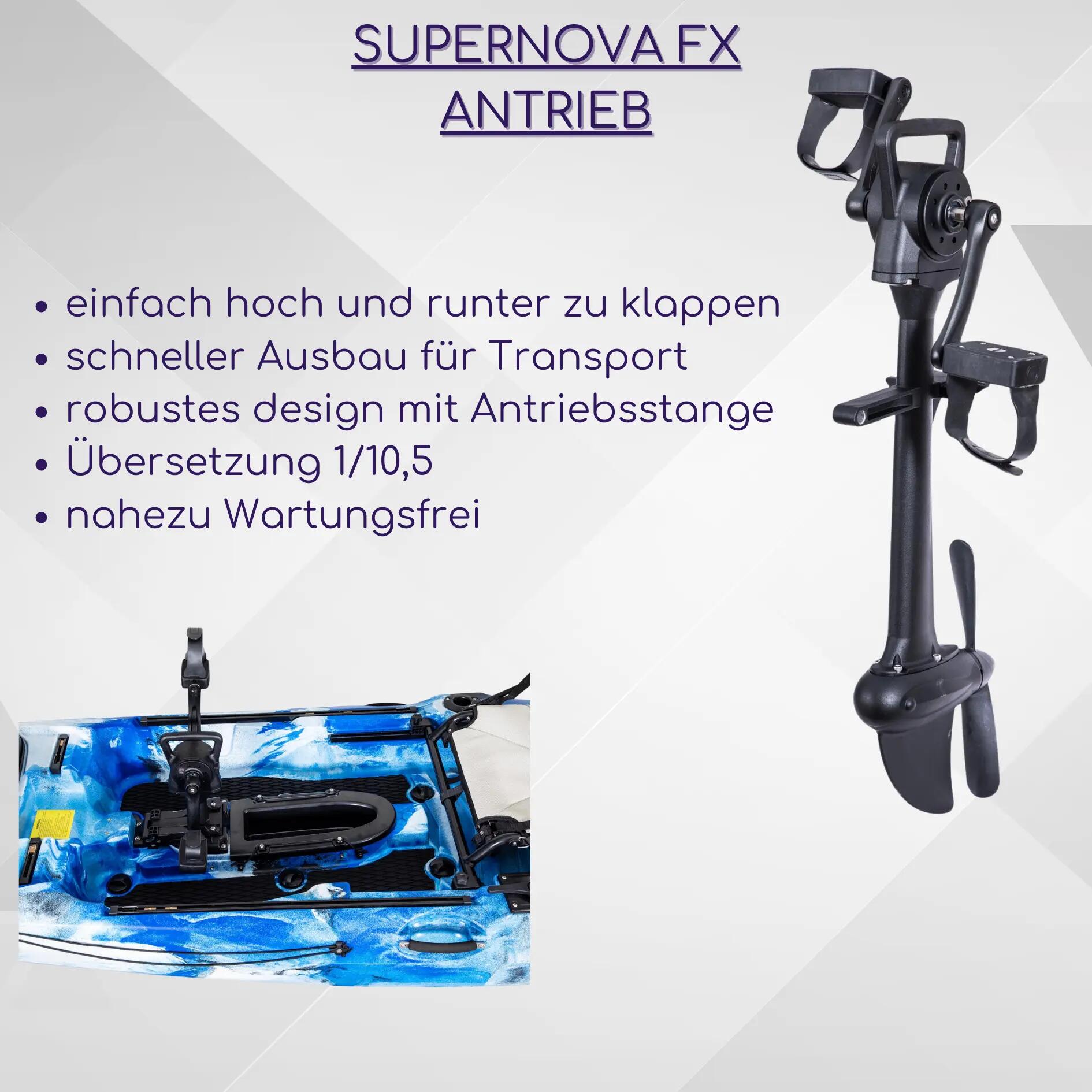 Galaxy Kayaks Supernova FX Angelkajak Pedalantrieb 1er Fischer Boot Komplettset 9/15