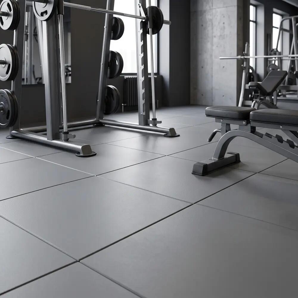 Losetas de Caucho para Gimnasio Pack 20 uds 1 x 1 m x 15 mm Gris 8/10