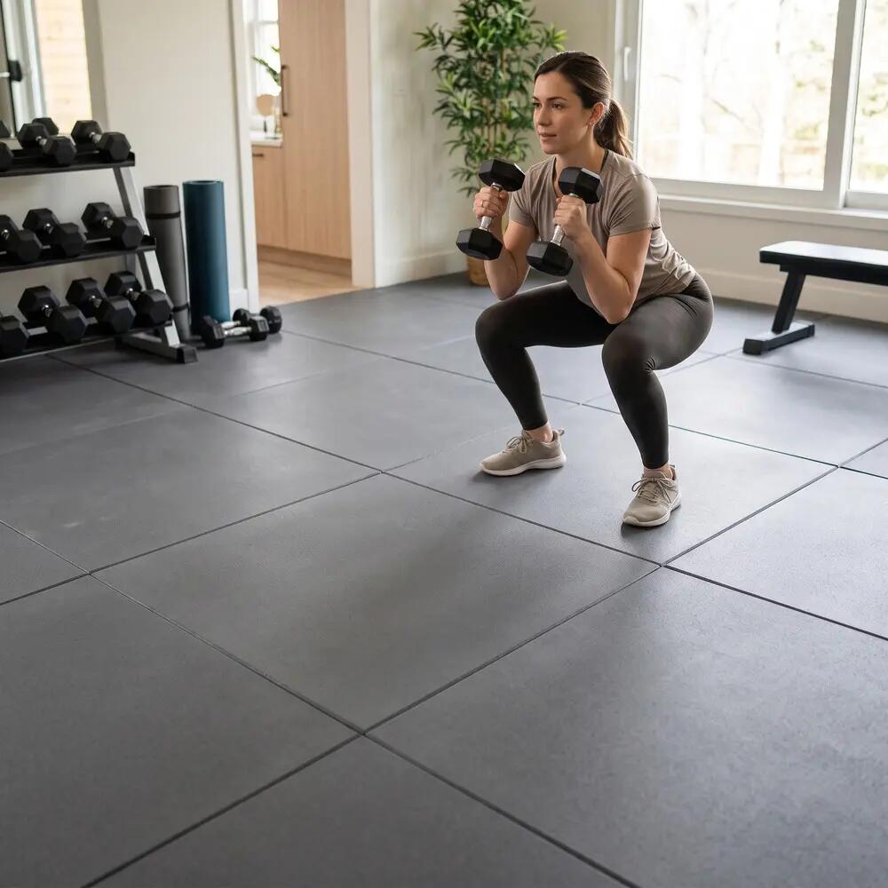 ARQUICAUCHO Losetas de Caucho para Gimnasio Pack 4. 1x1m x15mm Gris 4/9