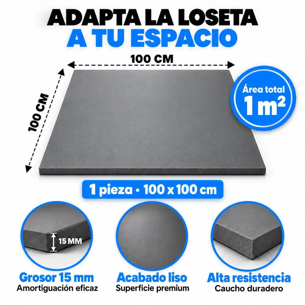 ARQUICAUCHO Losetas de Caucho para Gimnasio Pack 16. 1x1m x15mm Gris 2/10