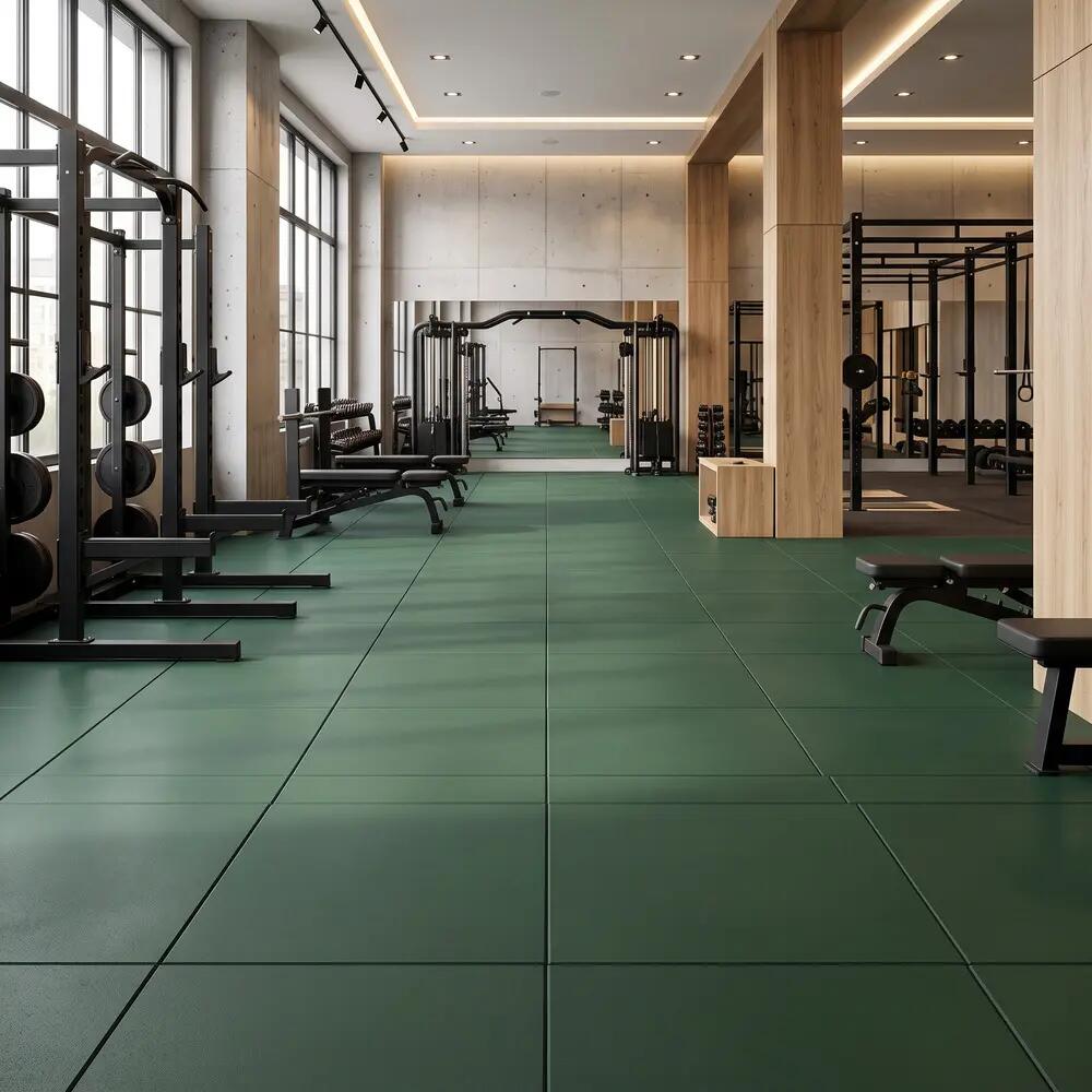 ARQUICAUCHO Loseta de Caucho para Gimnasio 1x1m x 15mm Verde 6/10