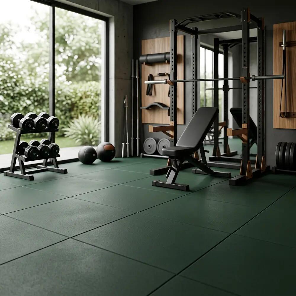 ARQUICAUCHO Losetas de Caucho para Gimnasio Pack 12. 1x1m x 15mm Verde 6/10