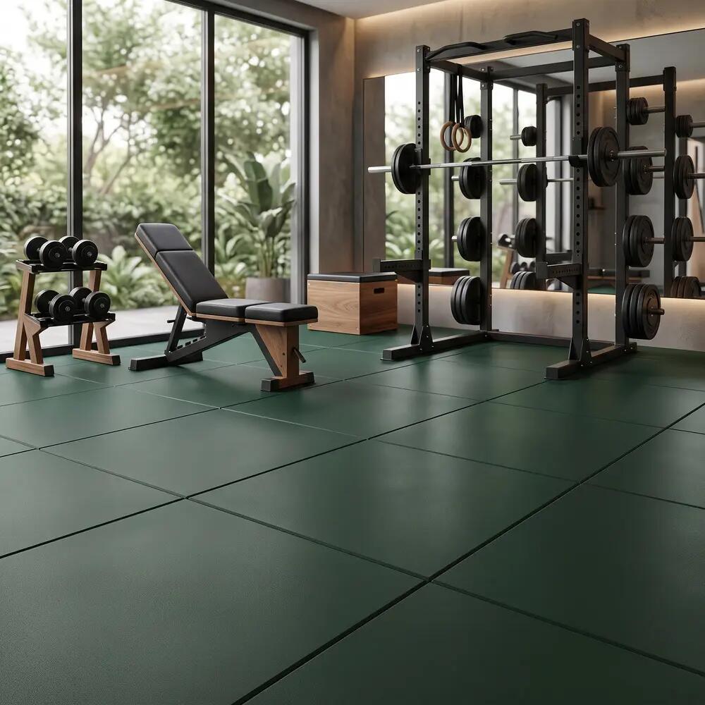 ARQUICAUCHO Loseta de Caucho para Gimnasio 1x1m x 15mm Verde 7/10