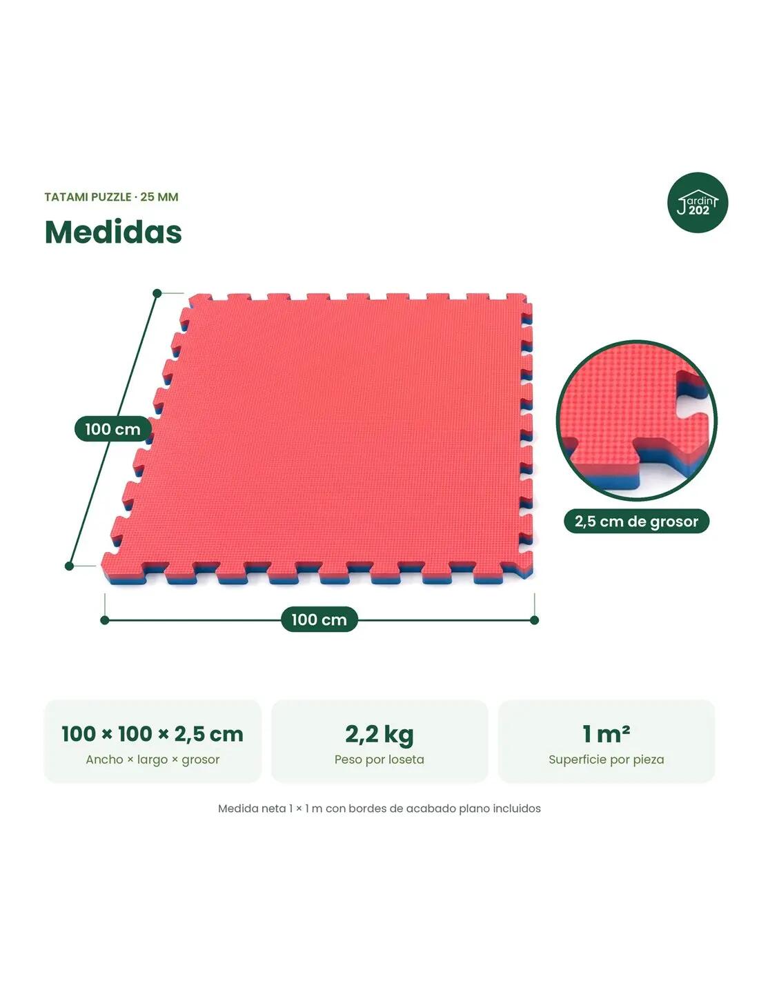 Tatami Puzzle 1000x1000x25 mm | Esterill JARDIN202 Rojo y Azul 2/5