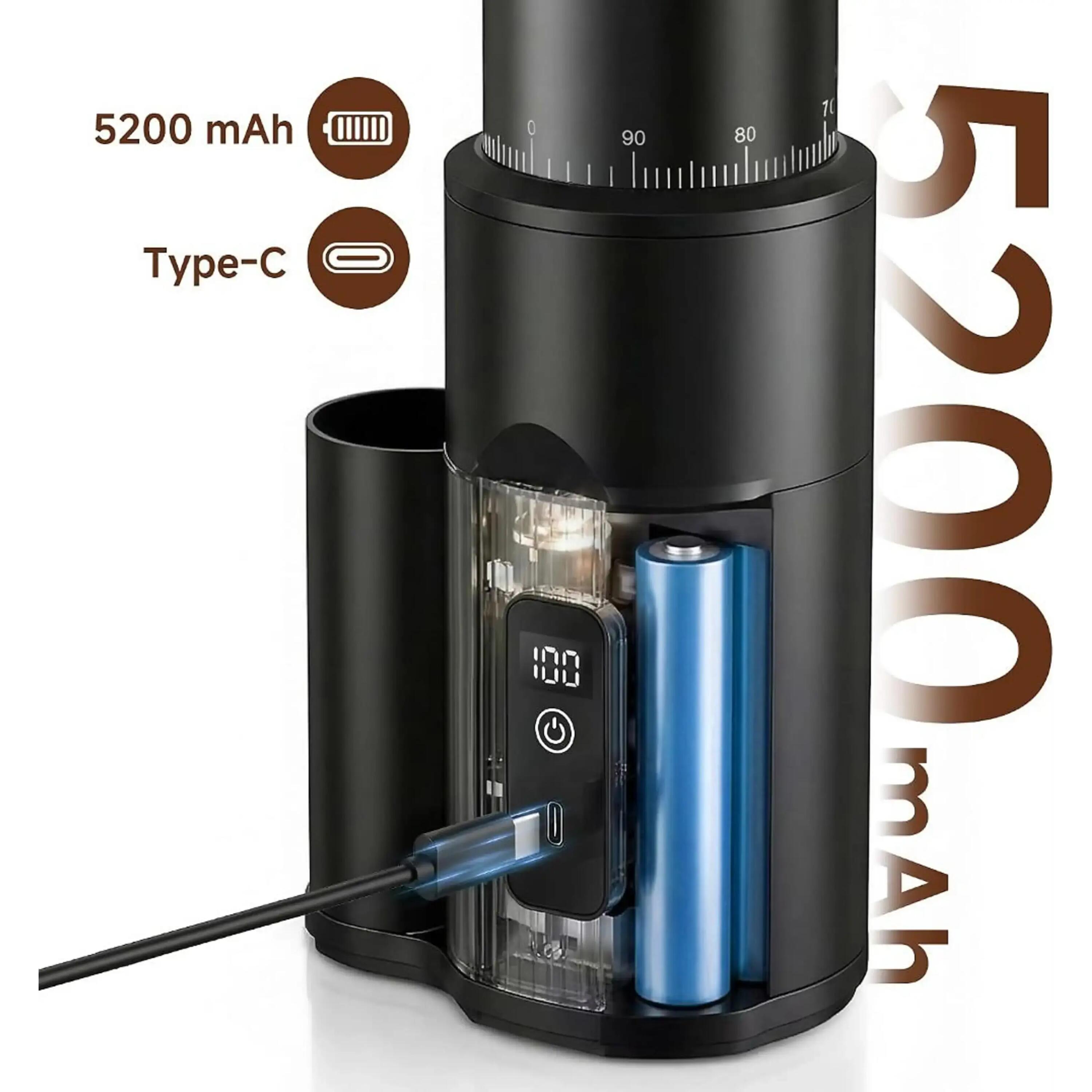 HiBREW G5mini tragbarer kabelloser Kaffeemühle, Type-C Schnellladung 2/11