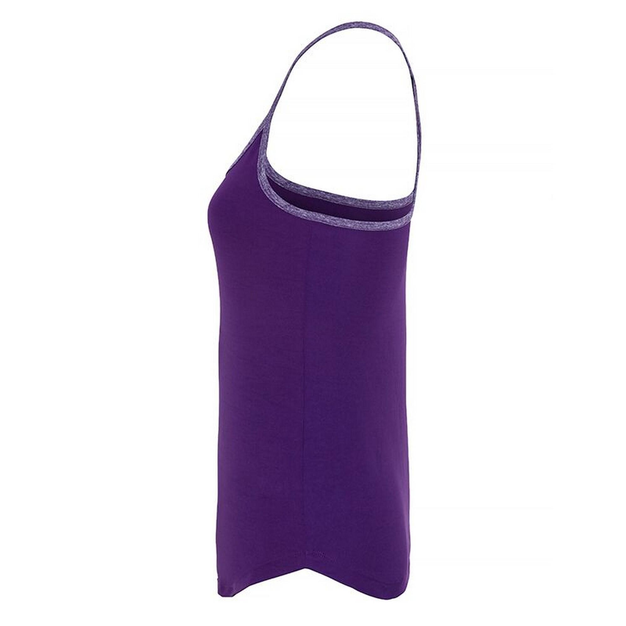 Womens/Ladies Yoga Vest (Bright Purple/Purple Melange) 3/3