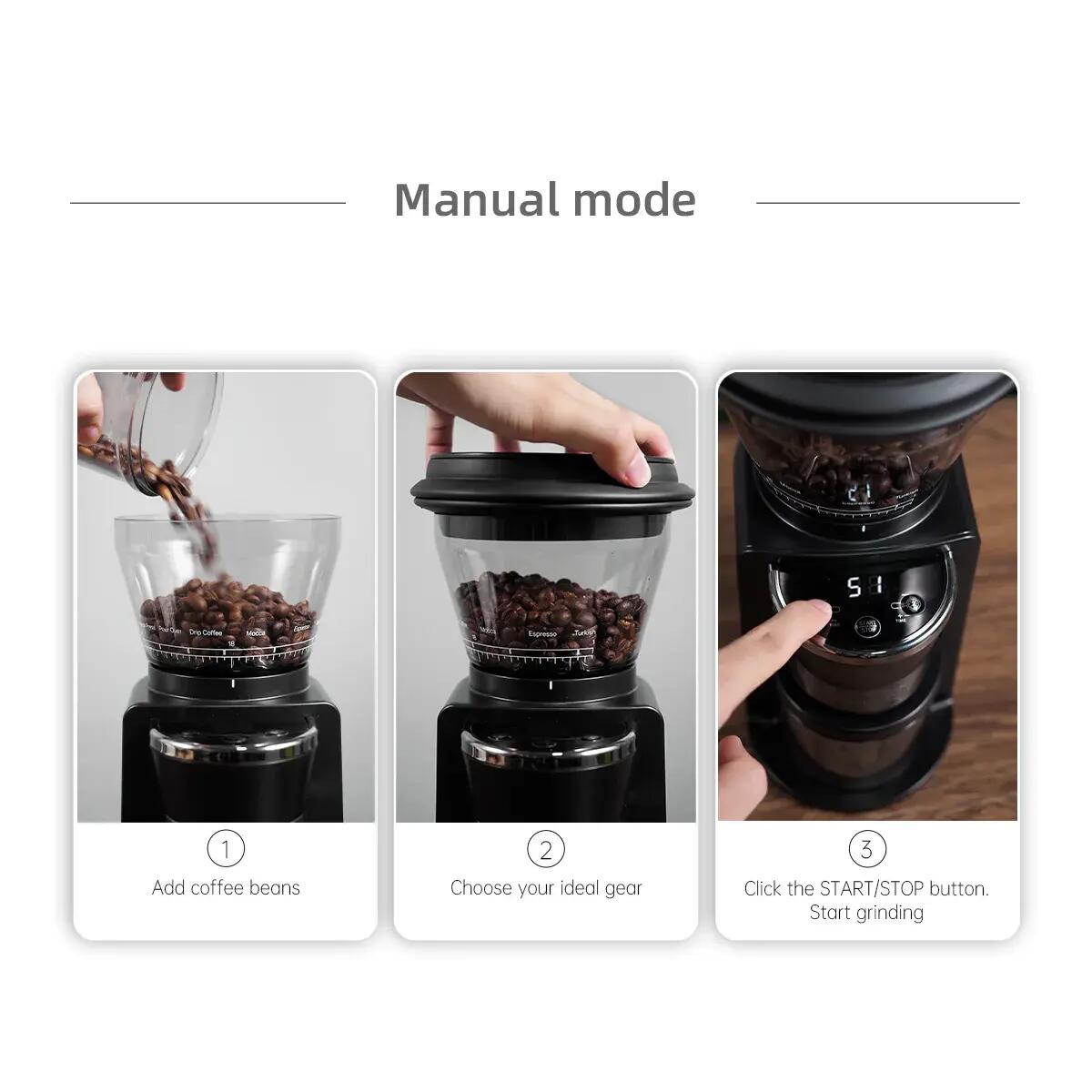 Moinho de café elétrico automático HiBREW G3 com 31 engrenagens. 13/14