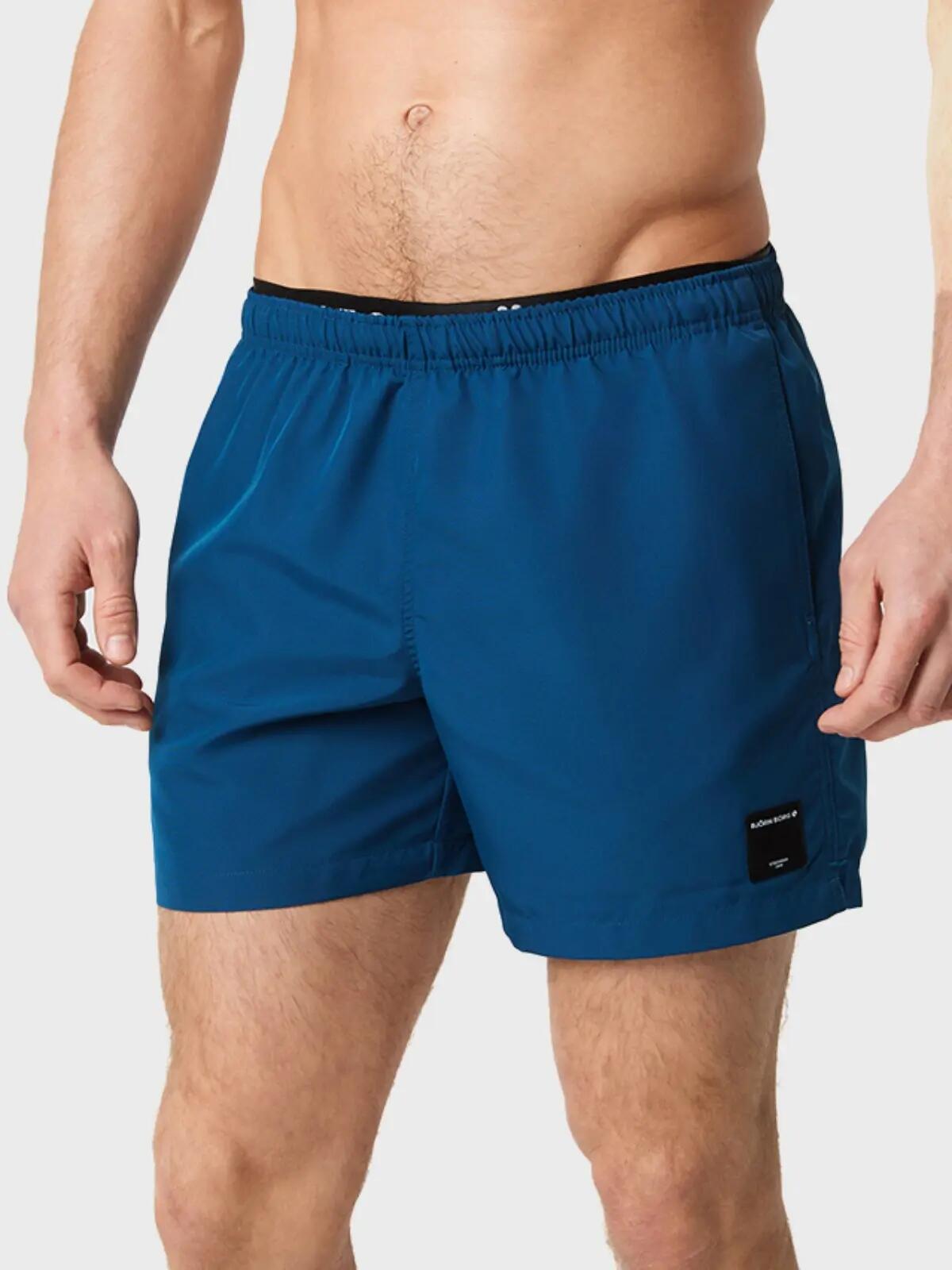 Heren Double Waistband Zwemshort Blauw 3/7