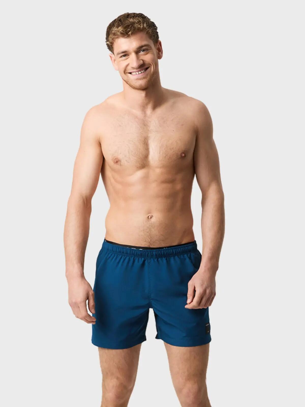 Heren Double Waistband Zwemshort Blauw 2/7