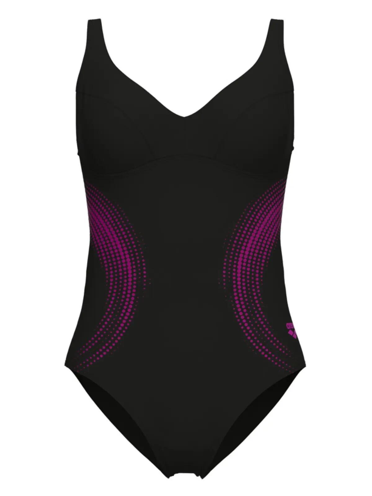 Dames Badpak Shimmering Zwart & Roze Multi 7/7