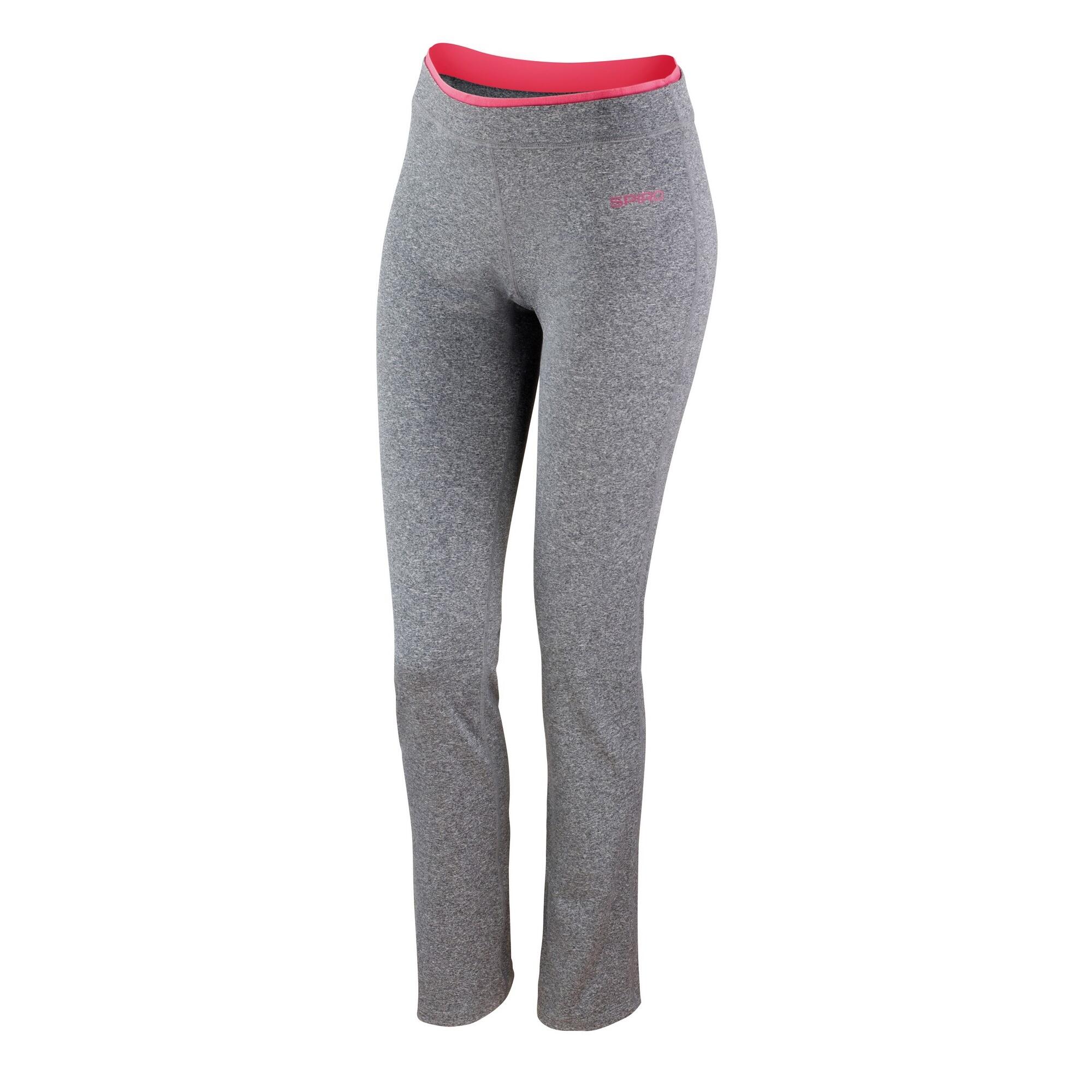 SPIRO Womens/Ladies Fitness Trousers/Bottoms (Sport Grey Marl / Hot Coral)