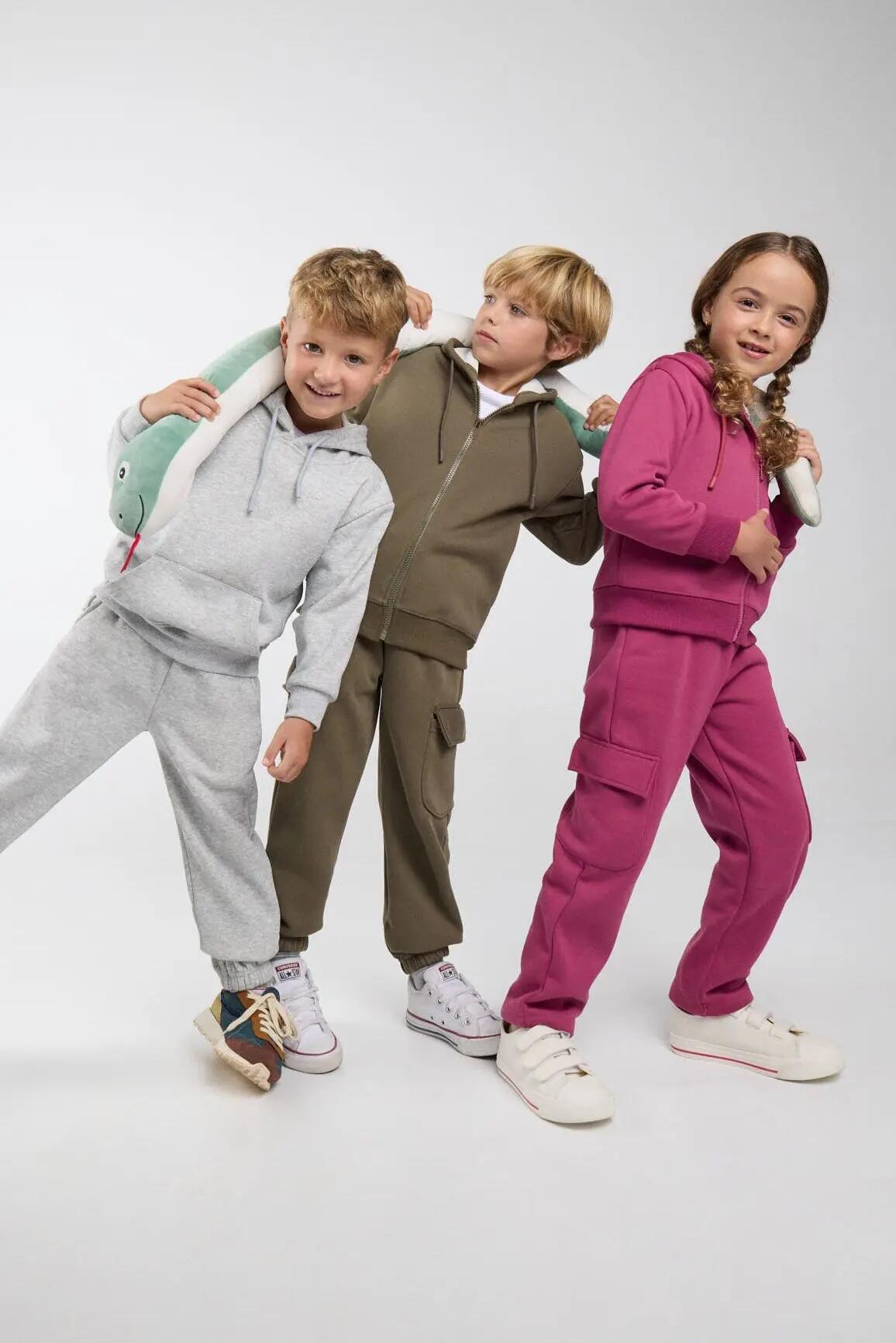 Chándal deportivo de niña afelpado chaqueta y pantalón recto rosa 5/5