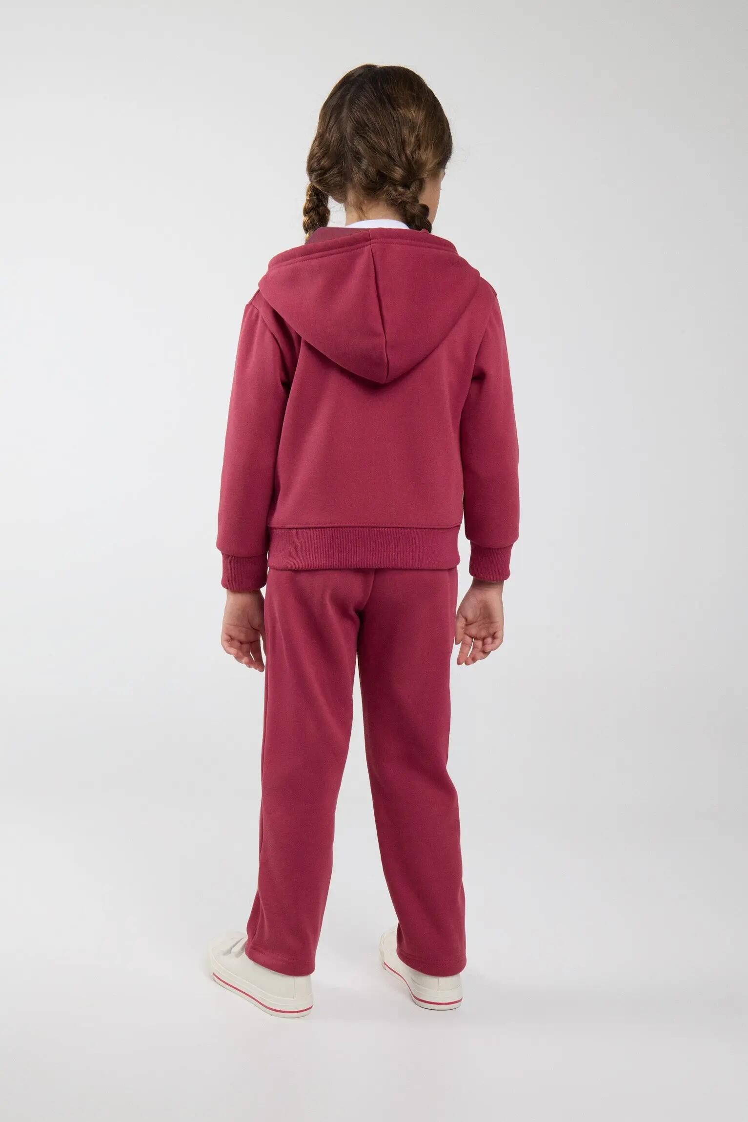 Chándal deportivo de niña afelpado chaqueta y pantalón recto rosa 3/5