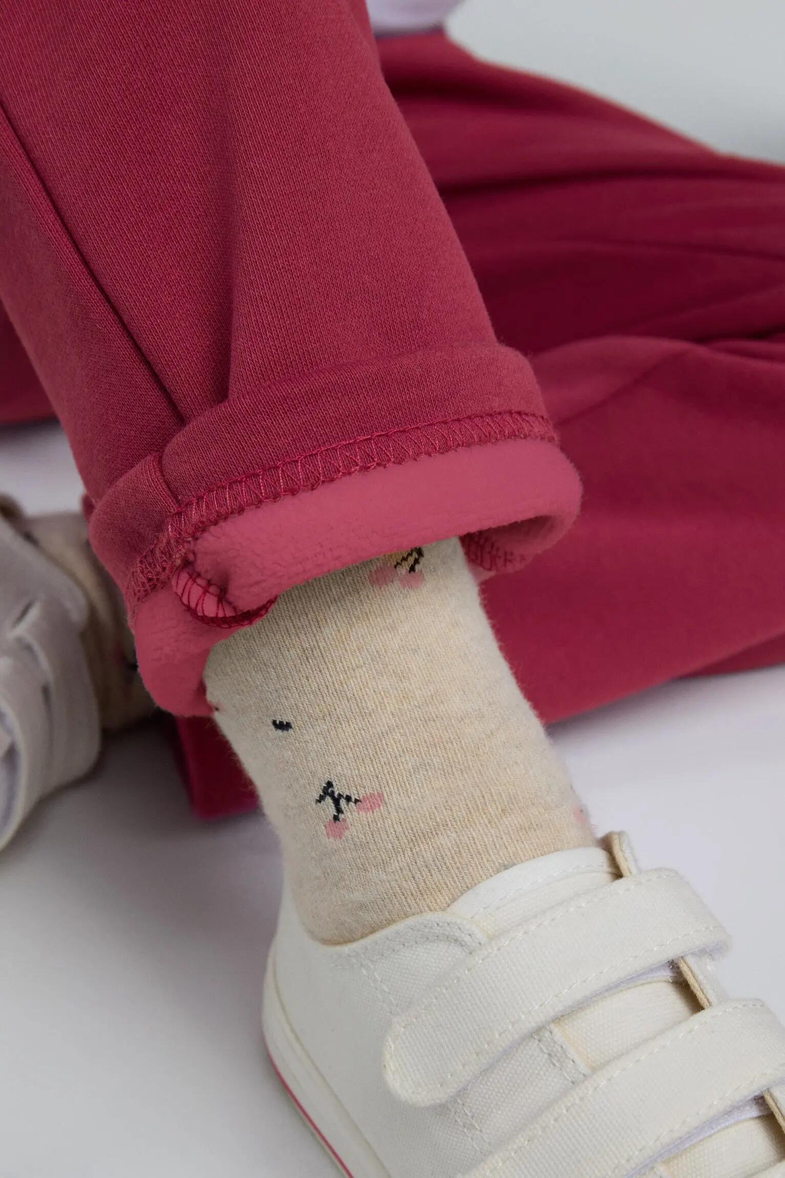 Chándal deportivo de niña afelpado chaqueta y pantalón recto rosa 2/5