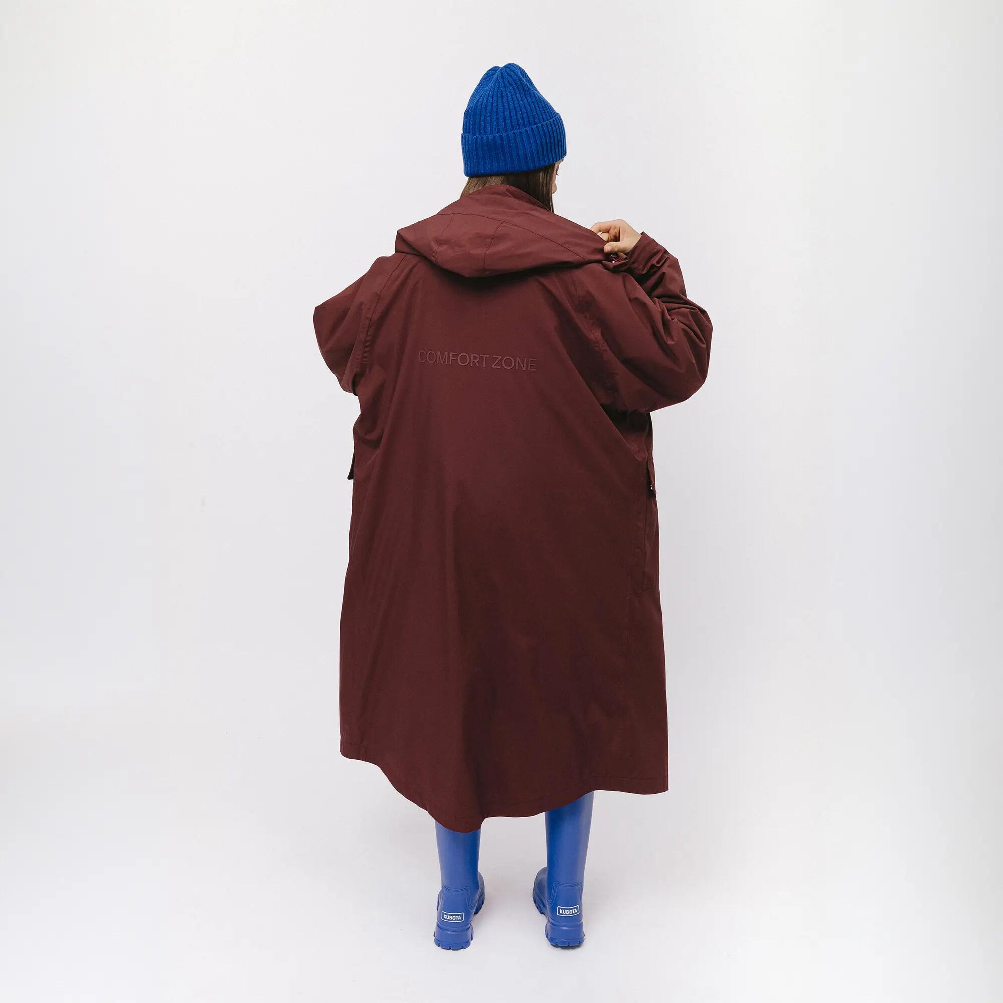 Unisex Kurtka Wodoodporna Przeciwdeszczowa Bordowa Parka Oversize Kubota S 3/9