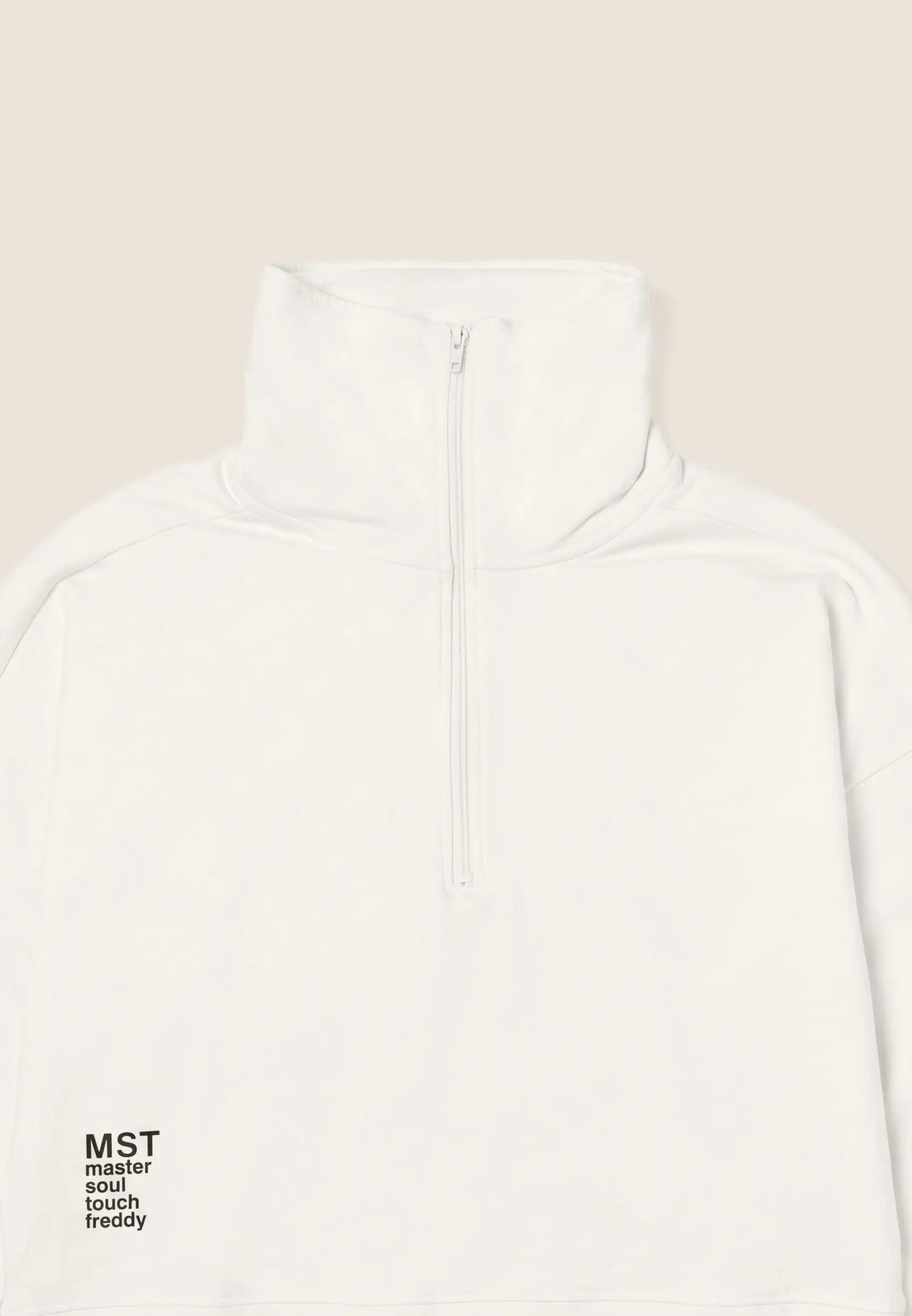 Comfort dames sweatshirt met extra hoge kraag en halve ritssluiting 3/3