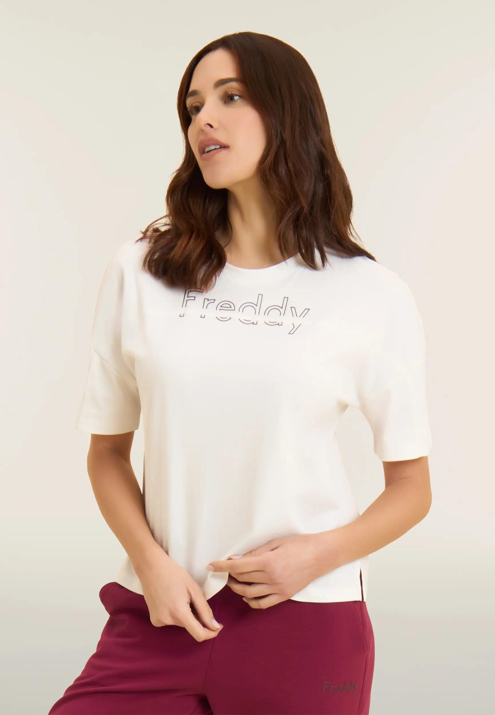 T-shirt boxy cropped da donna girocollo 2/6