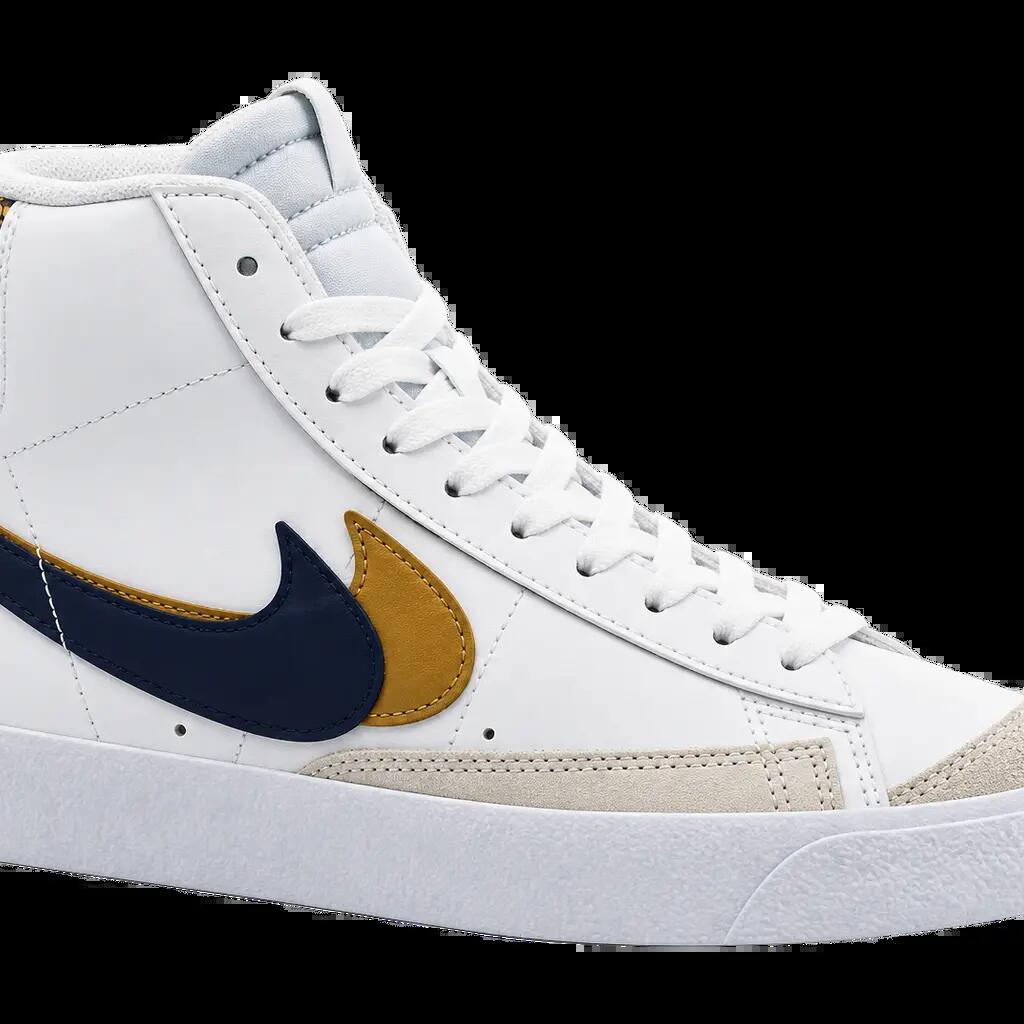 Detské stredne vysoké tenisky Nike Blazer '77 SE - biela, modrá, zlatá